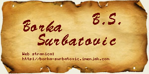 Borka Šurbatović vizit kartica